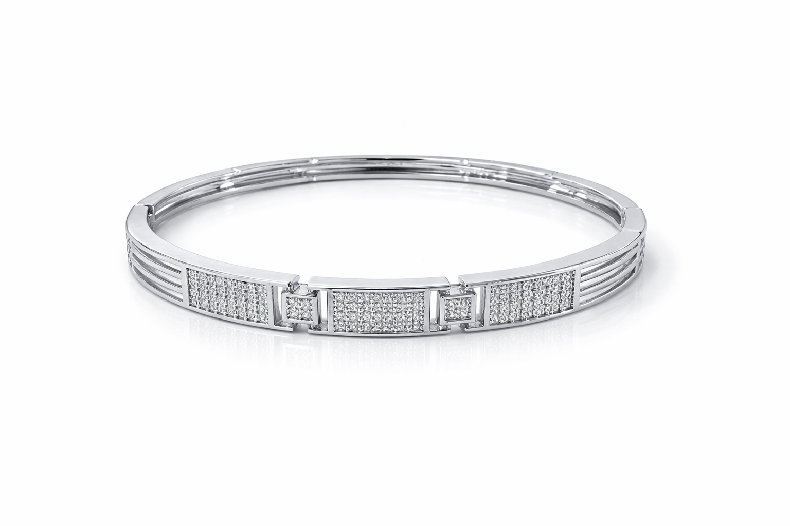 Silver Plated Kada Bracelet with American Diamond for Women And Girls | Anti-Tarnish | Everyday Wear | Office Wear | Anti-Allergy (Kada Size 2-2,2-8)