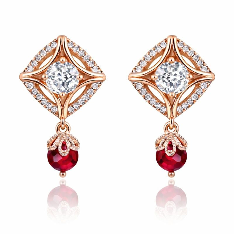 Rose Gold Plated Clip On Hoop Earrings, Stylish Women Earrings, Latest Fancy Zircon Copper Bali Earrings for Women and Girls