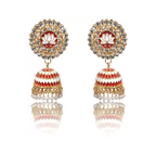 Red Lotus Shape Handcrafted Jhumka