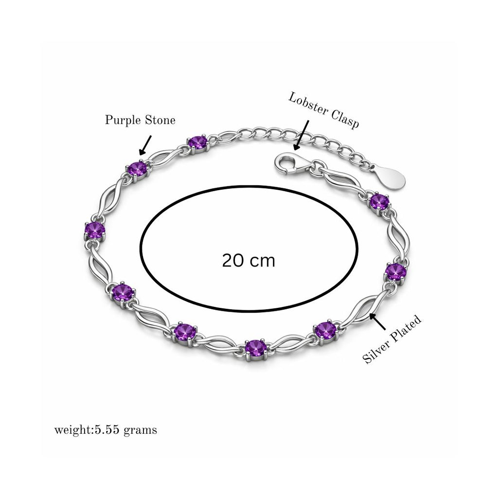 Silver Plated Purple Stone Bracelet For Women