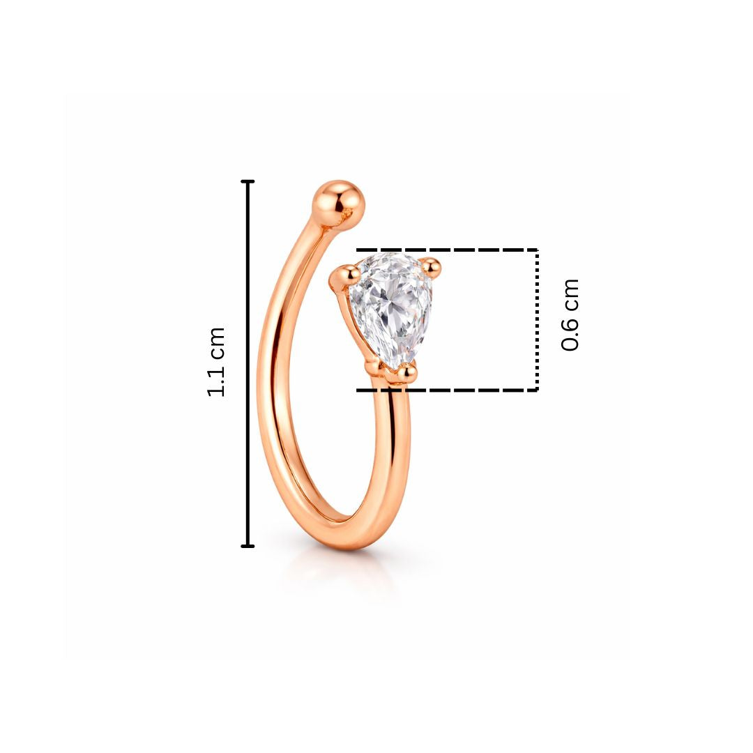 Rose Gold Teardrop Shape Non Piercing Nose Pin