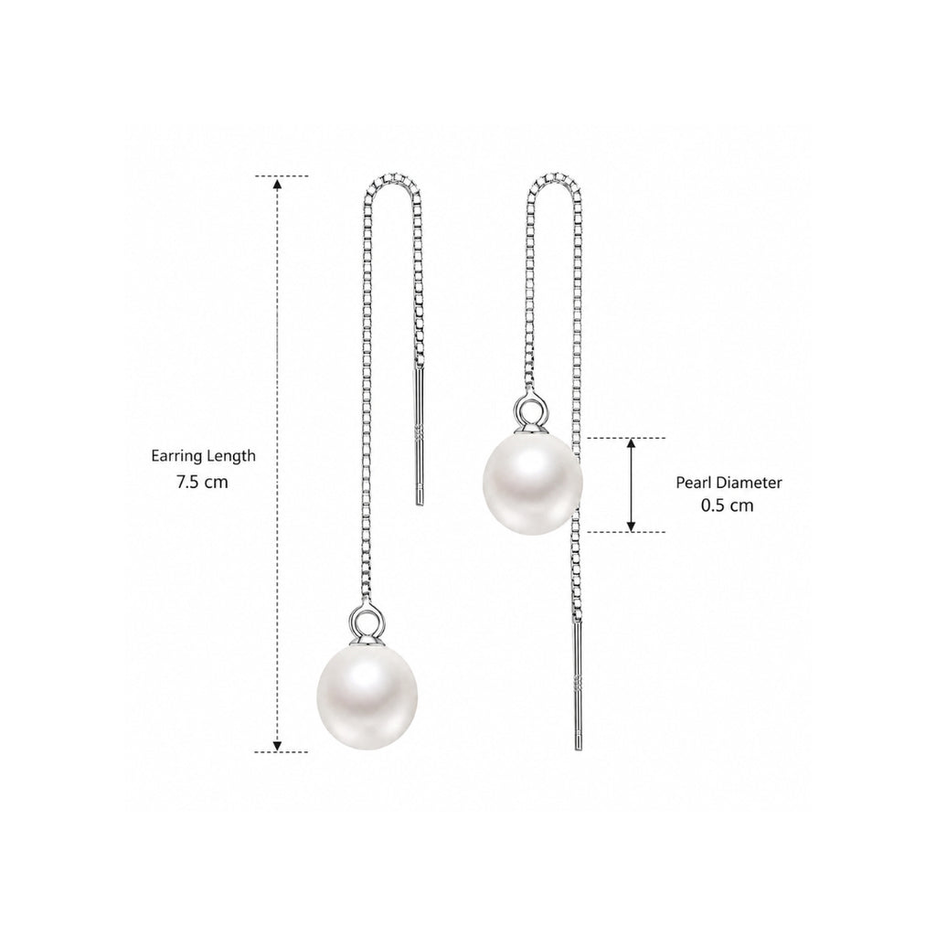 Pearl Tassel Long Drop Earrings