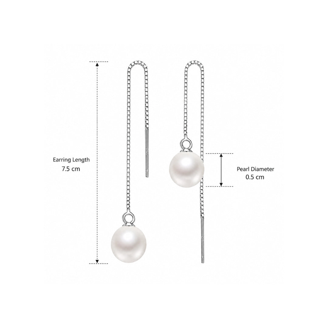 Pearl Tassel Long Drop Earrings
