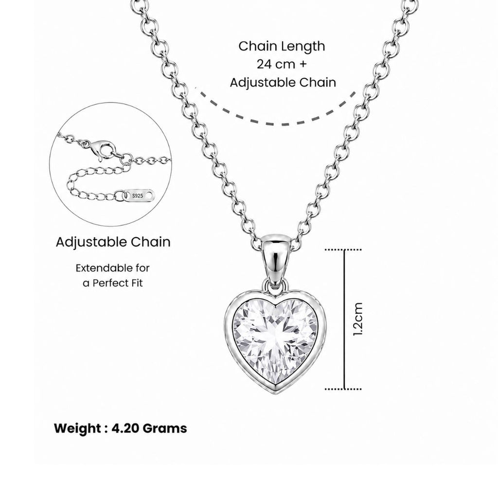Silver Heart Pendant  For Women