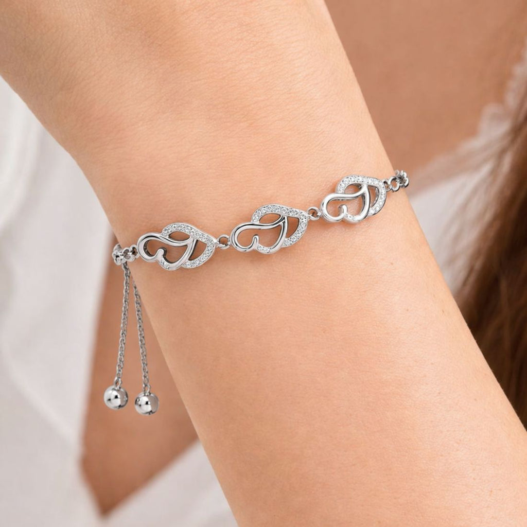 Silver Heart Link Adjustable Bracelet