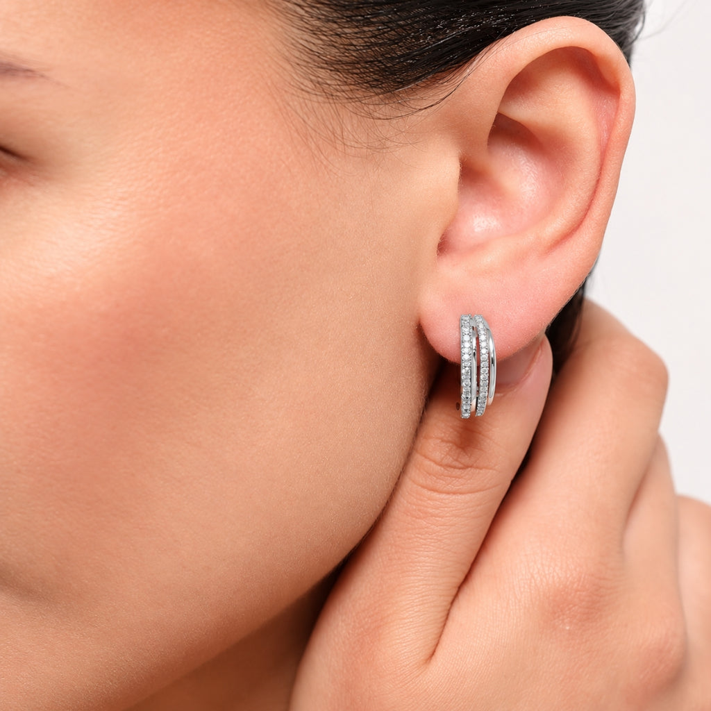 Silver Plated Hoop Earrings  for Women