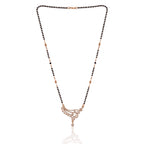American Diamond Rose Gold Plated Designer Mangalsutra Pendant with chain for Girls and Women
