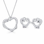 Silver Heart Pendant With Matching Earrings