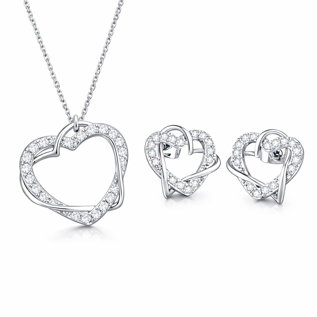 Silver Heart Pendant With Matching Earrings