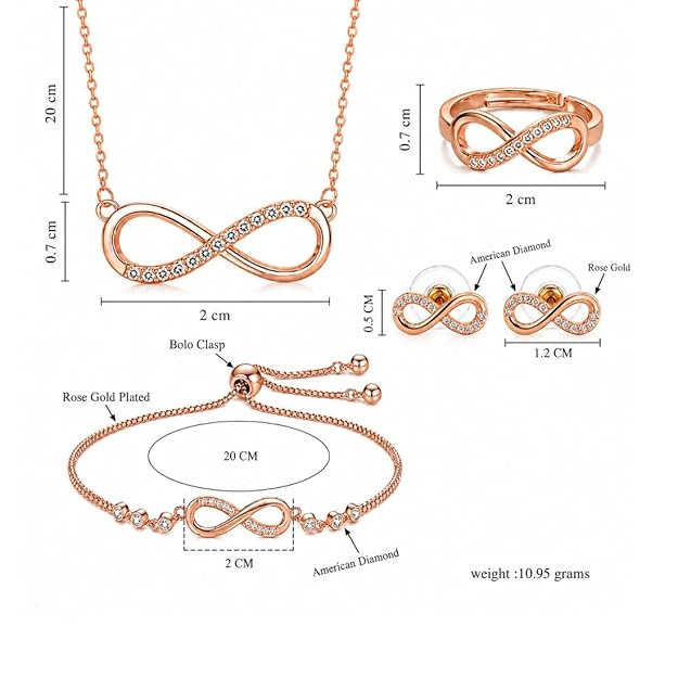 Rose Gold Infinity Jewellery set