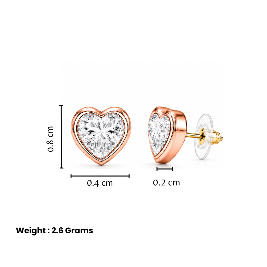 Rose Gold Heart Stud Earrings