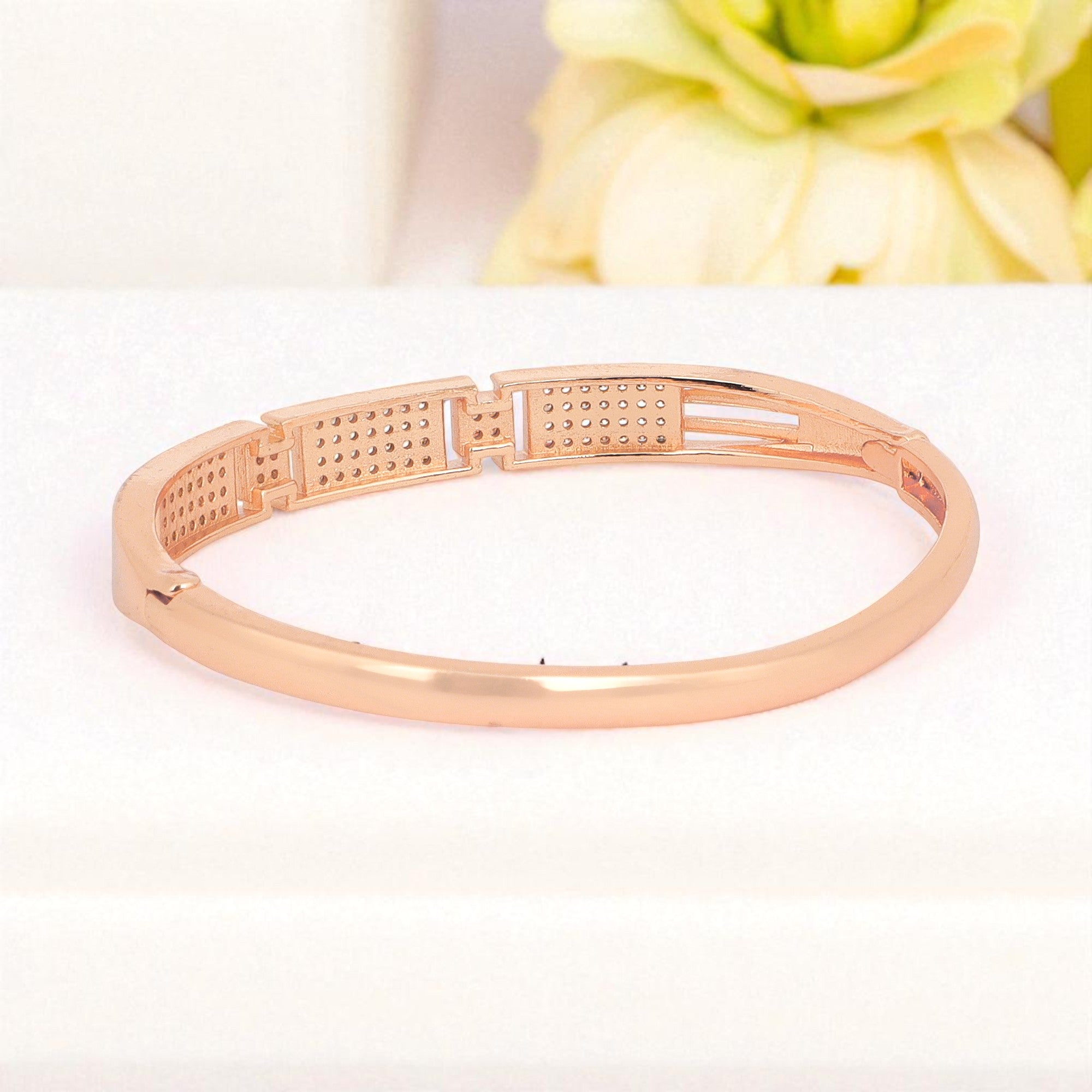 Nilu's Collection Rose Gold Plated With American Diamond kada Bracelet For Women And Girls |Anti- Tranish | Anti- Allergy | Office Wear