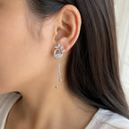 Silver Peacock Drop Earrings