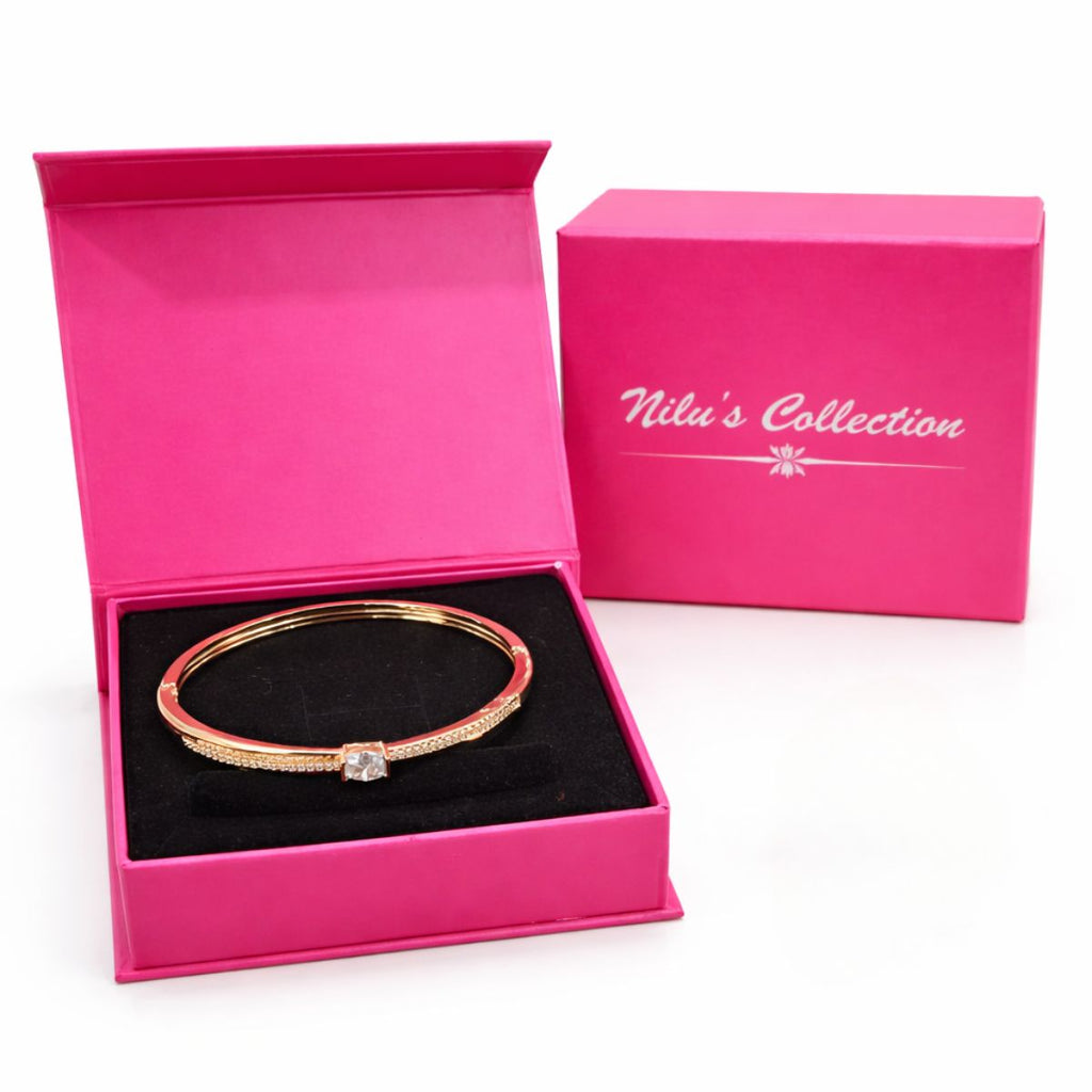 Gift Rose Gild Plated Pendant With Earrings And Kada Bracelet For Women And Girls