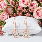 Rose Gold Circle Drop Earrings for Women