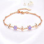Nilu's Collection Rose Gold Plated Purple Stone Bracelet For Women And Girls