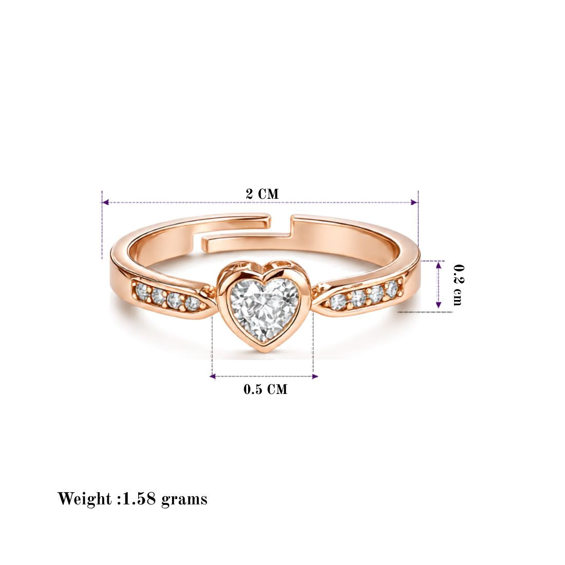 Rose Gold Heart Finger Ring