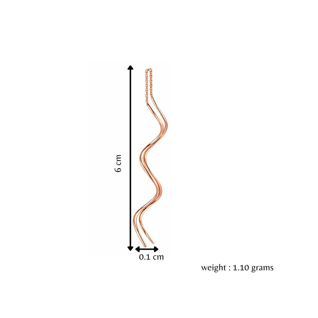 Spiral Threader Earrings for Women, Twisted Spiral Drop Dangle Earrings, Unique Minimal Everyday Earrings (Rose Gold)