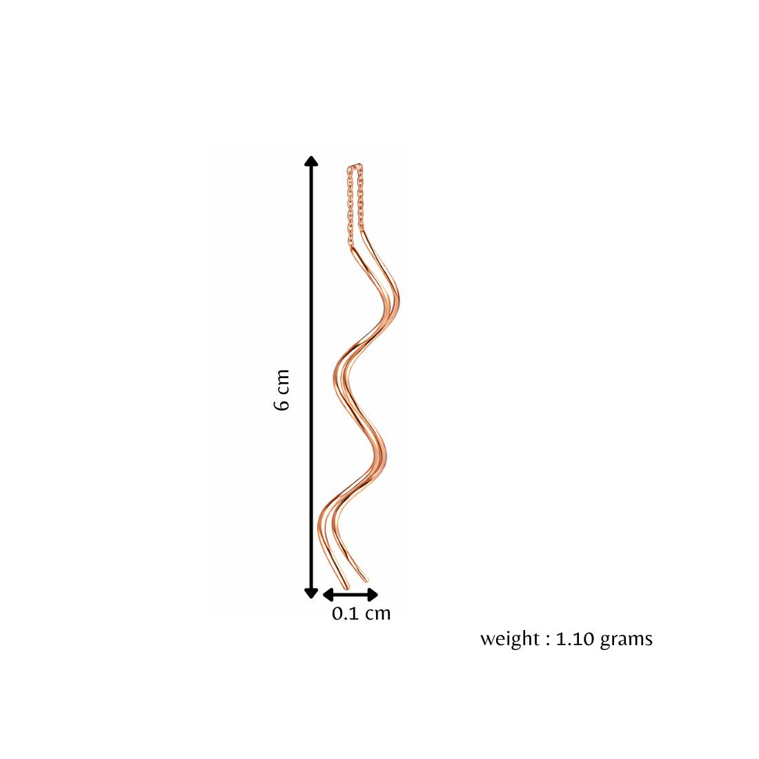 Spiral Threader Earrings for Women, Twisted Spiral Drop Dangle Earrings, Unique Minimal Everyday Earrings (Rose Gold)