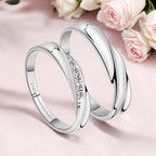 925 Sterling Silver Plated Cubic Zirconia Designer Couple Rings, Adjustable Couple Band, Promise Rings for Lovers, Gift for Men and Women, Valentine's Day Gift