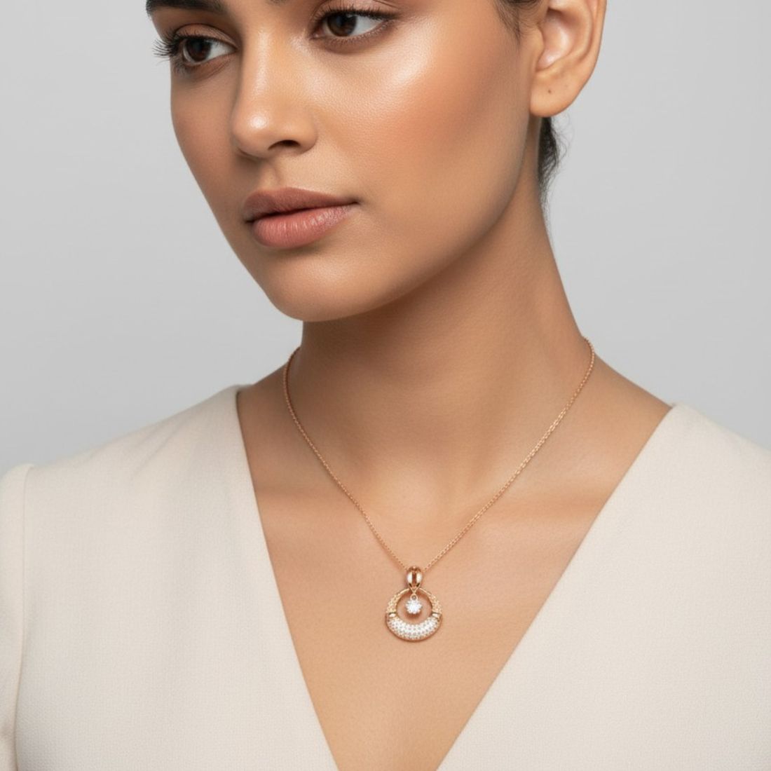 Rose Gold Drop Pendant Necklace for Women