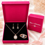 Rose Gold Pendant, Ring & Earrings Gift Set for Women