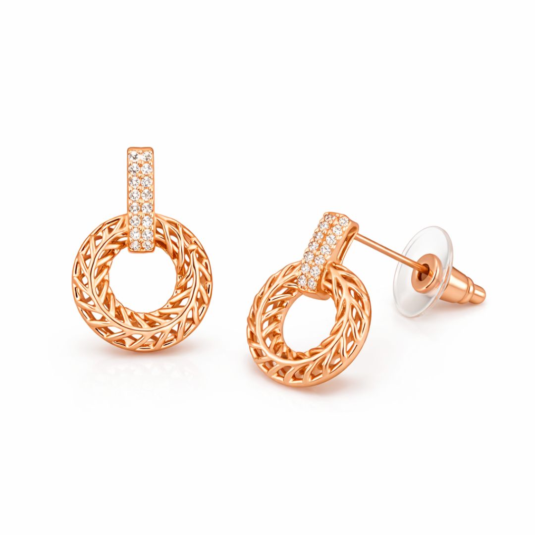 Rose Gold Circular Drop Earrings