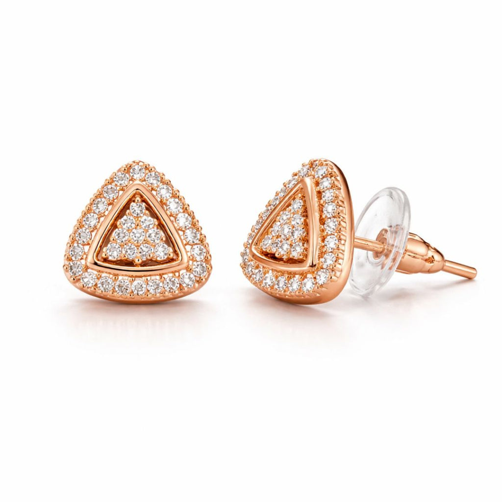 Rose Gold Triangle Stud Earrings