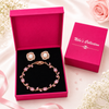 Rose Gold Tulip Bracelet & Pearl Stud Earrings Gift Set For Women
