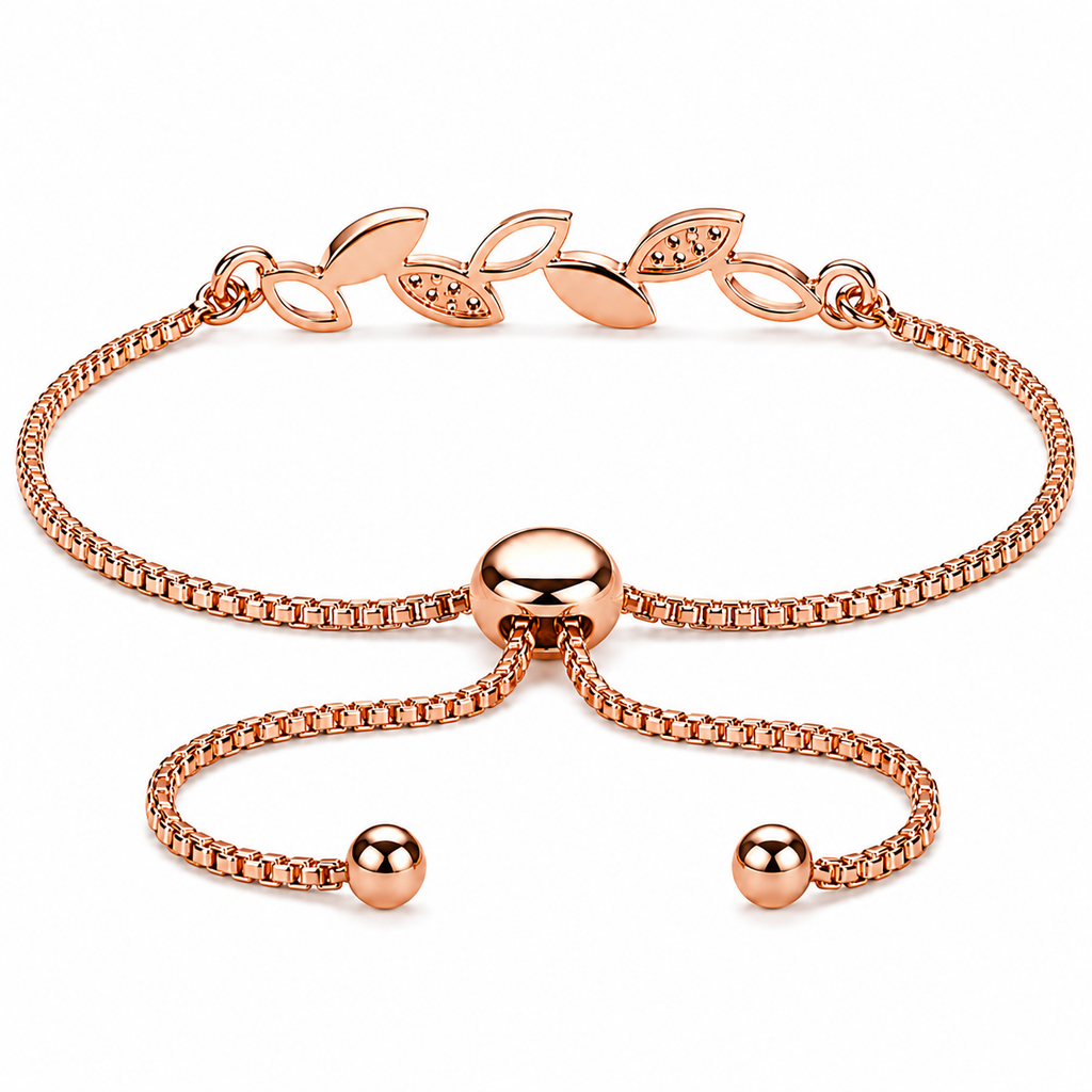 Sleek Rose Gold Plated Leaf Bracelet