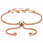 Sleek Rose Gold Plated Leaf Bracelet
