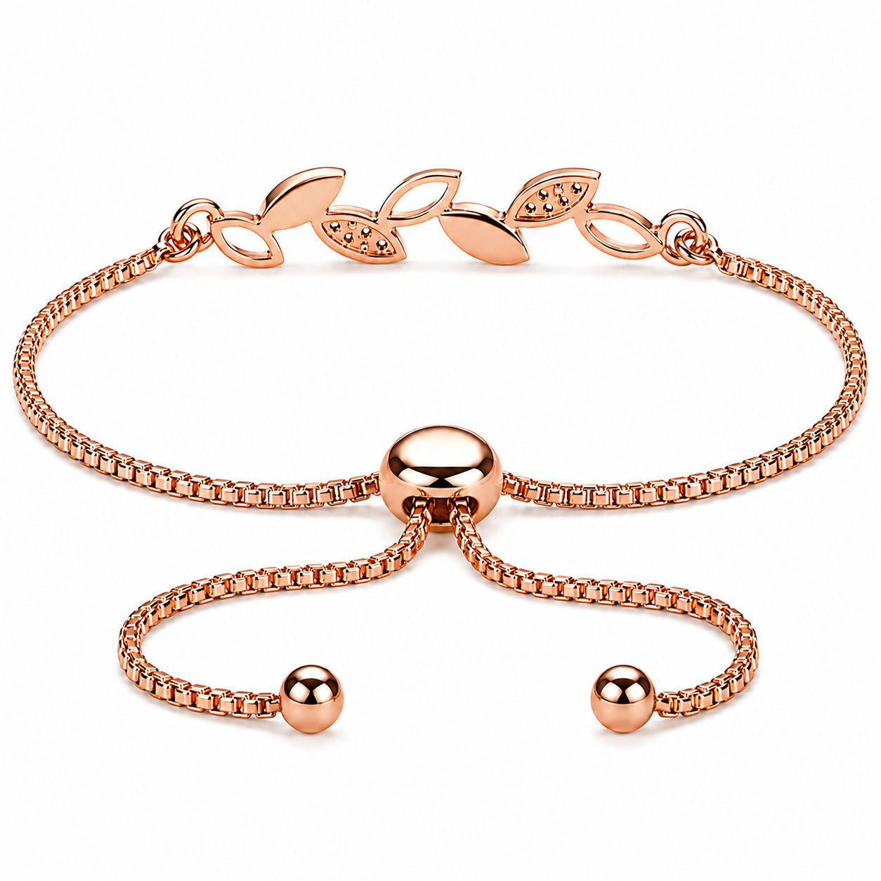 Sleek Rose Gold Plated Leaf Bracelet