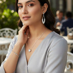 Nilu's Collection Silver Plated Pendant With Earrings And Bracelet for Women And Girls