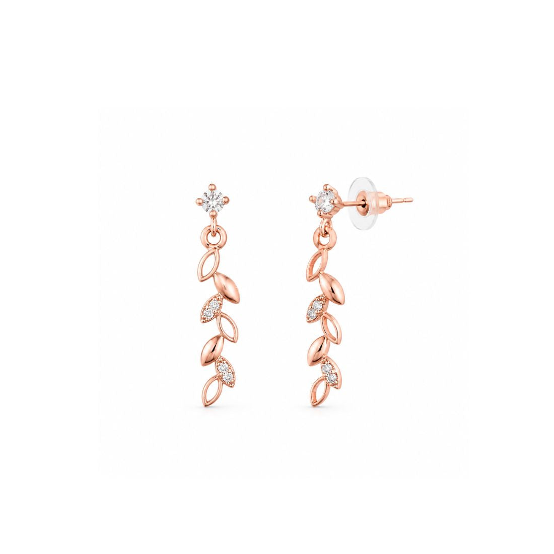 Rose Gold Leaf Drop Earrings