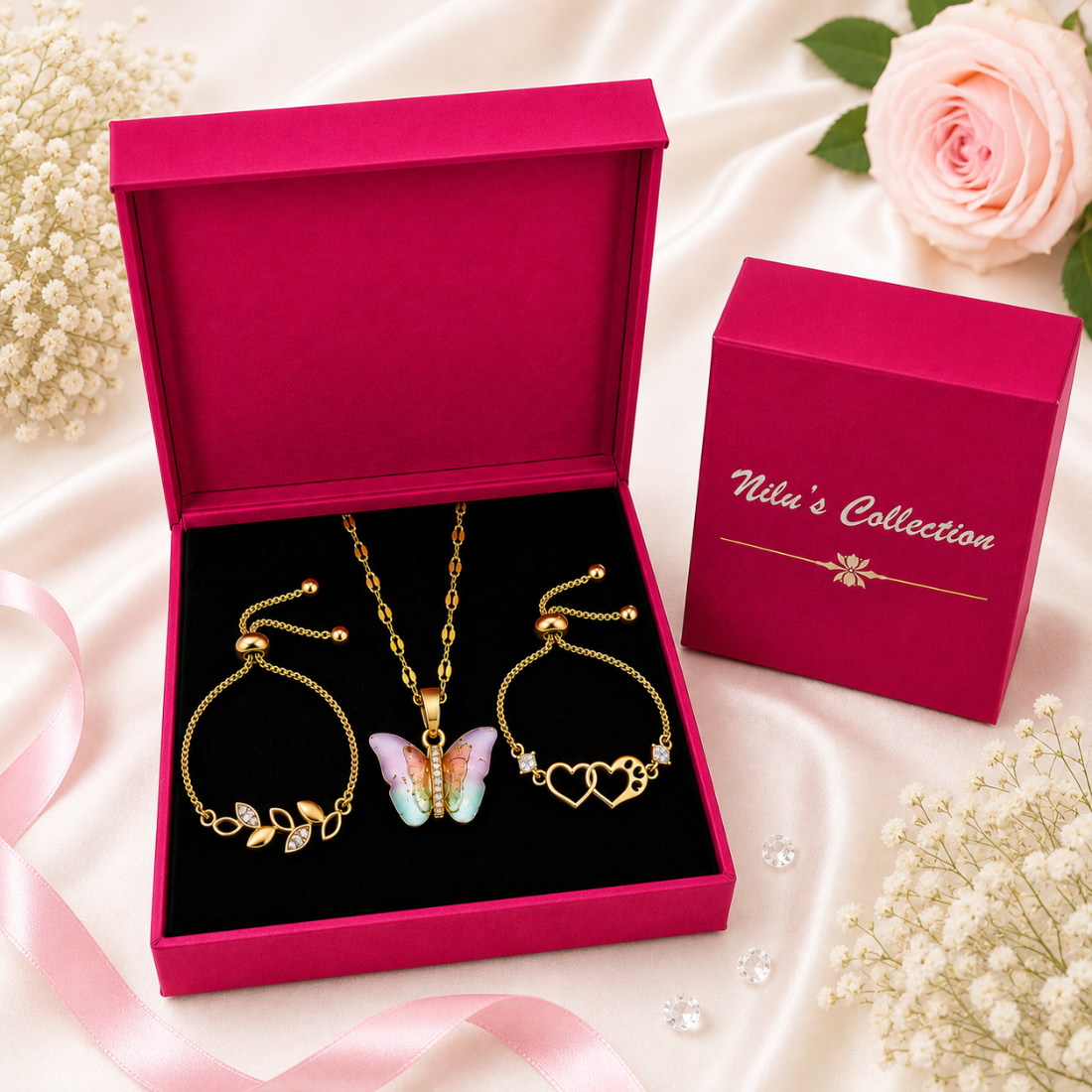 Gold Pendant & Bracelet Gift Set for Women