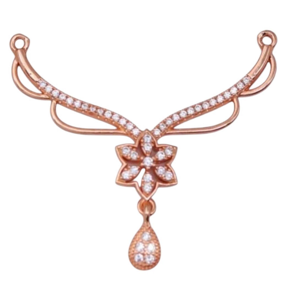 American Diamond Rose Gold Plated Designer Mangalsutra Pendant for Girls and Women (With Chain)