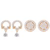 Gentle Glow Value Set| Rose Gold Plated Stud & Drop Earrings With American Diamond For Women & Girls