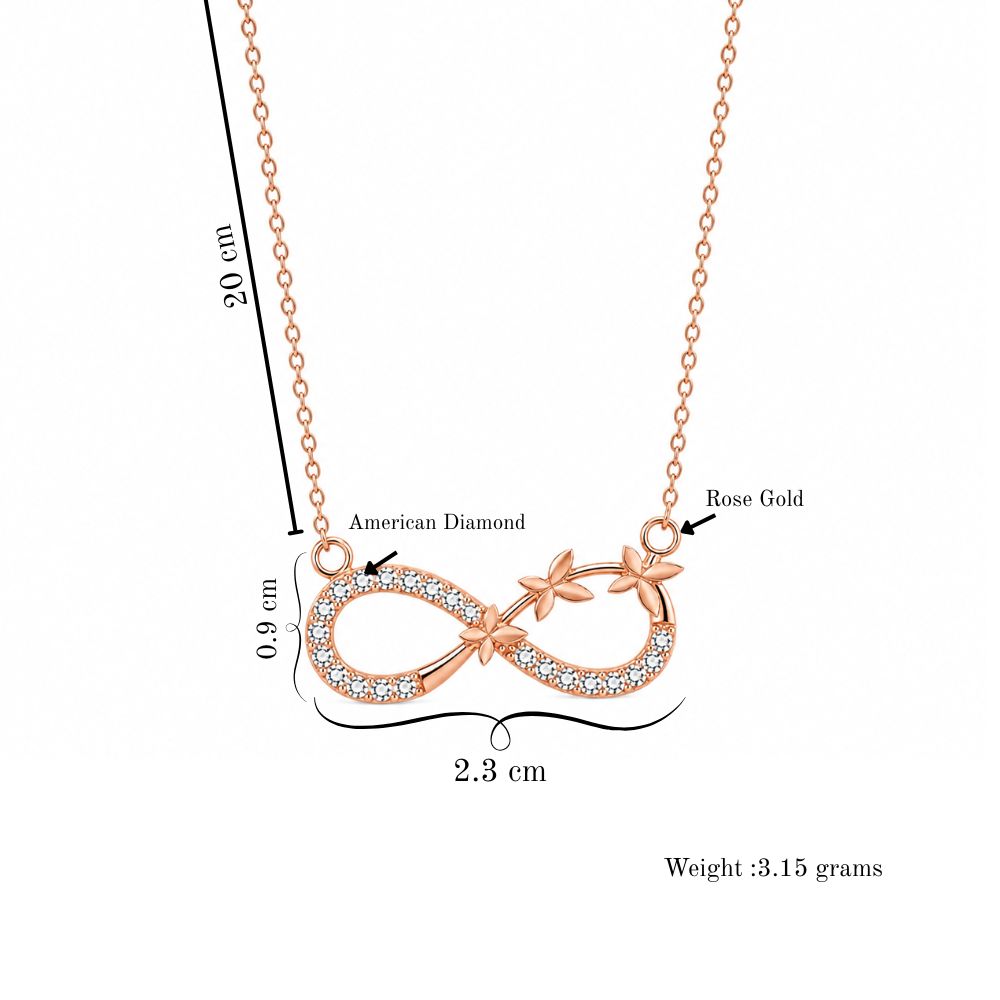 Rose Gold Infinity Butterfly Pendant For Women