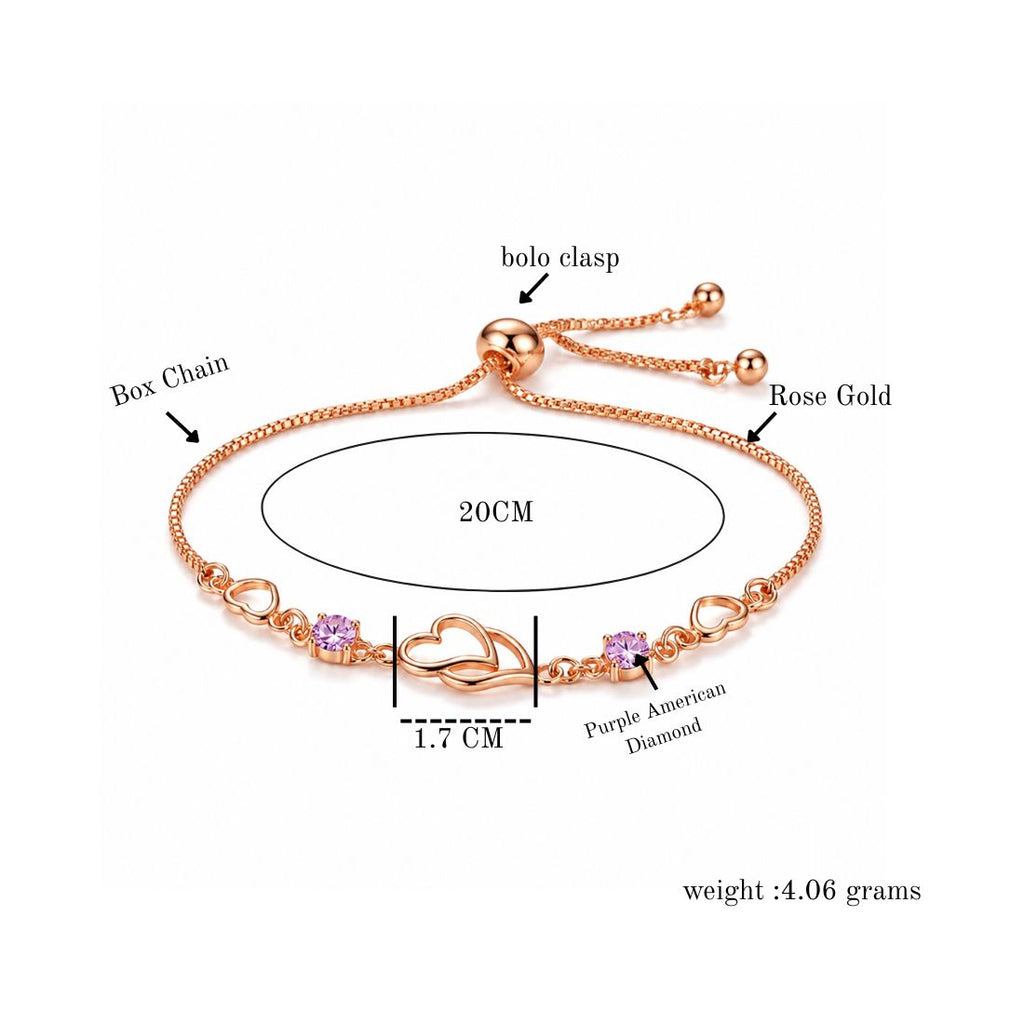 Rose Gold Heart Bracelet For Women