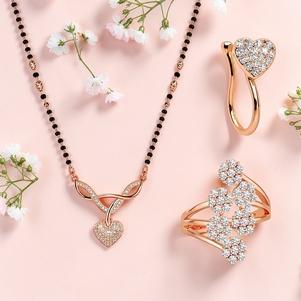 Heart Bling Mangalsutra Combo Set