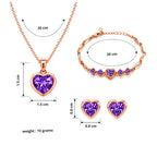 Rose Gold Purple Heart Jewelry Set