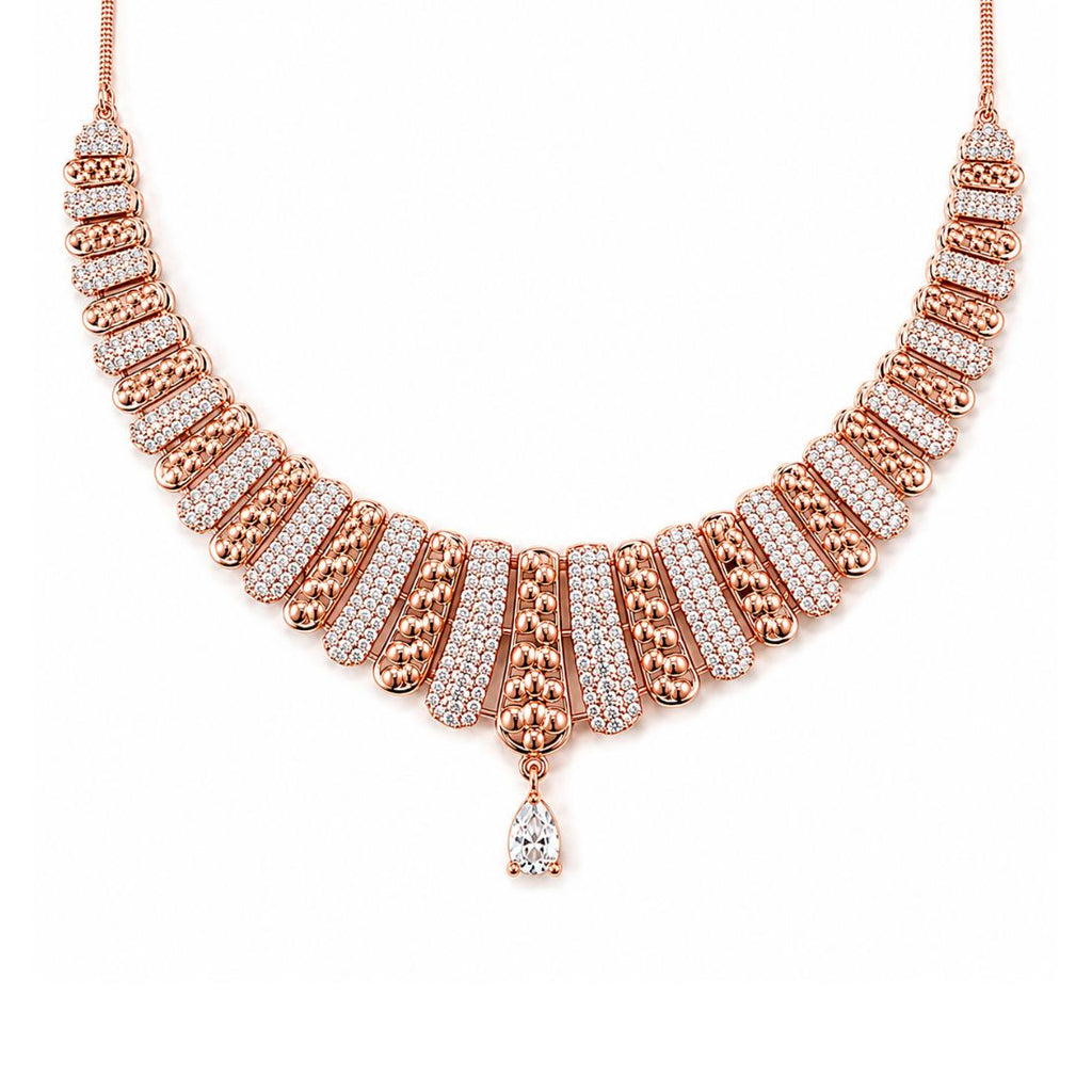 Rose Gold Necklace With Matching Earring