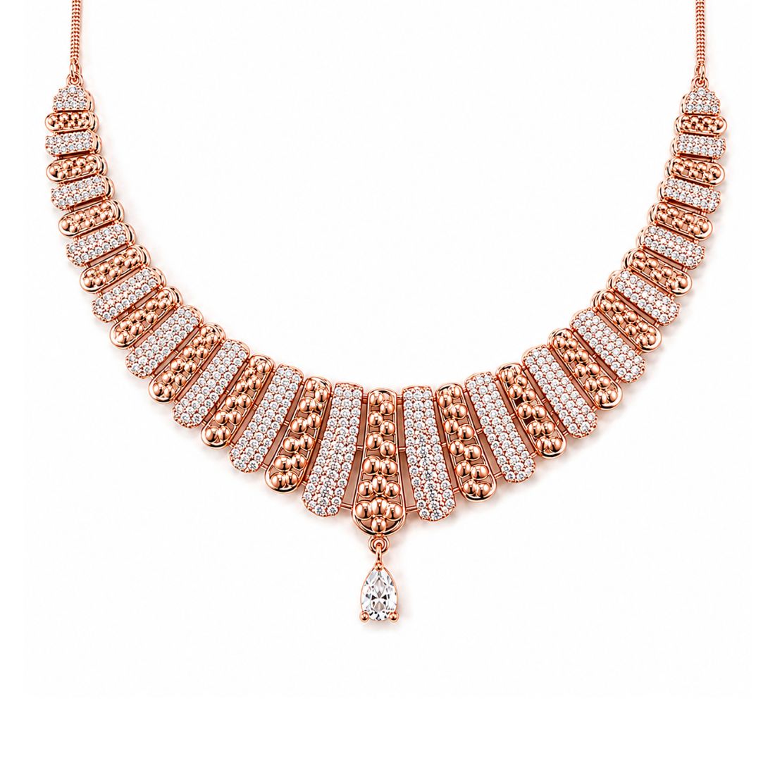 Rose Gold Necklace With Matching Earring