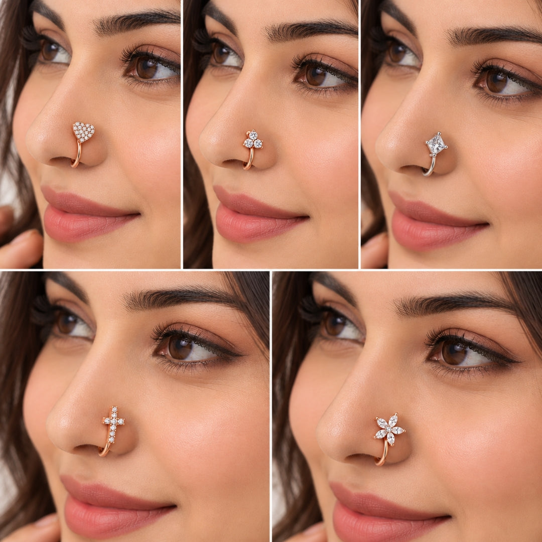 Non Piercing Nose Pin for Women Pack of 5