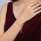 Silver Plated Bracelet With Ring For Women And Girls