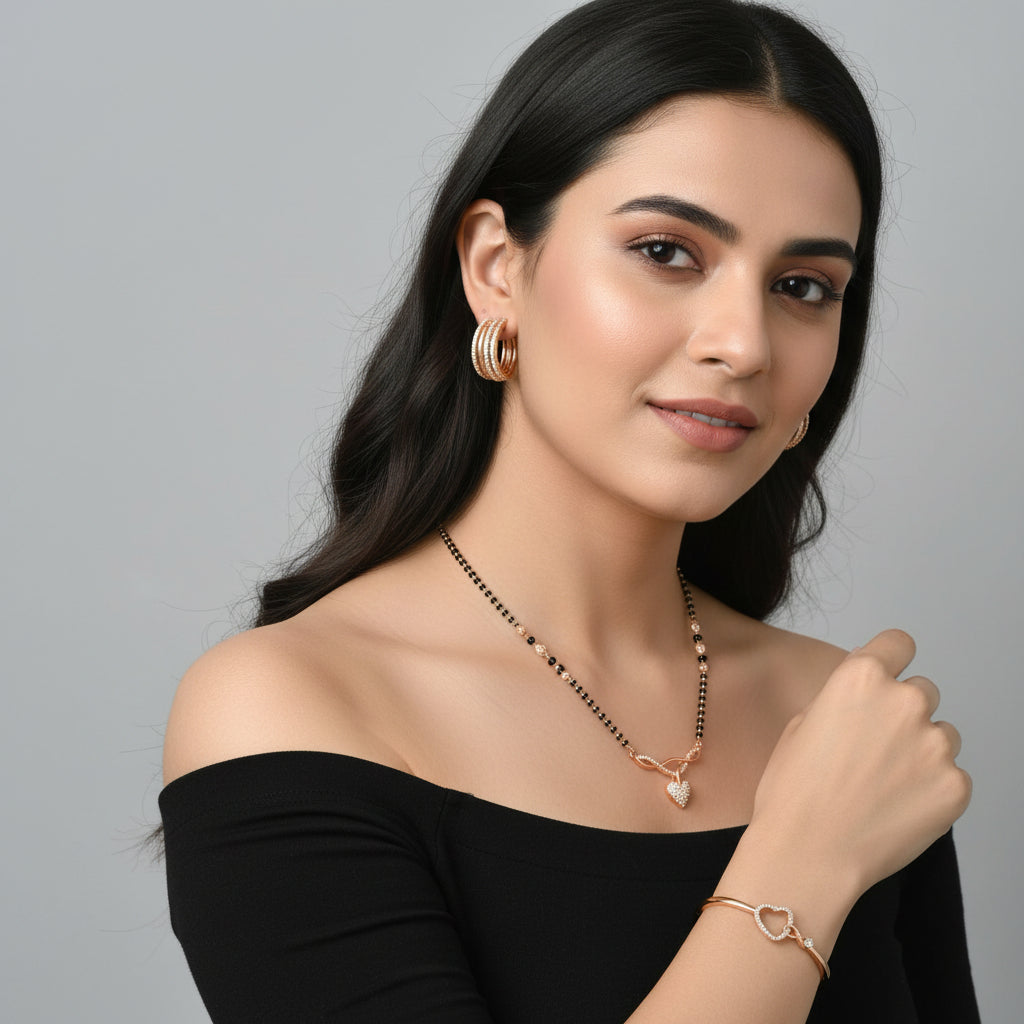 Rose Gold Mangalsutra Set For Women