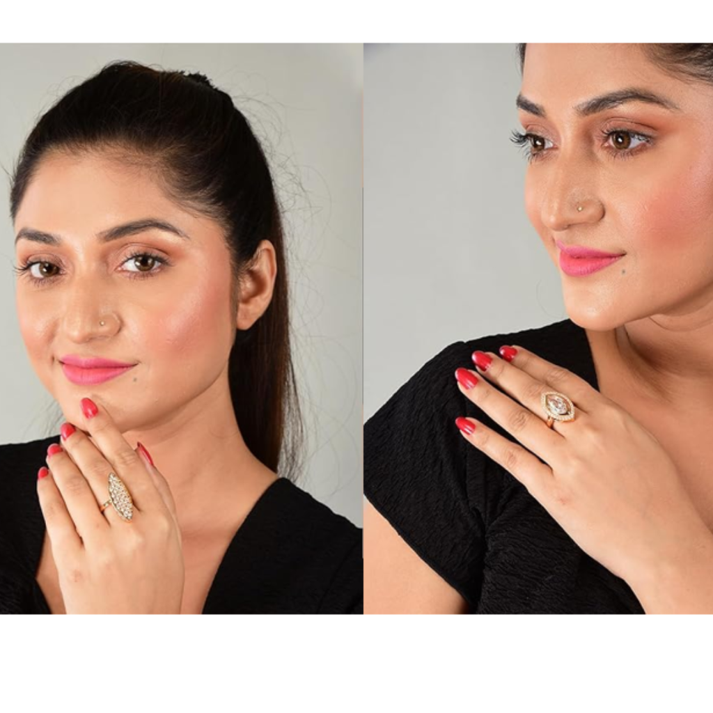 Ring Stacks Value Set| Rose Gold-Plated Rings with Sparkling American Diamond For Women &Girls