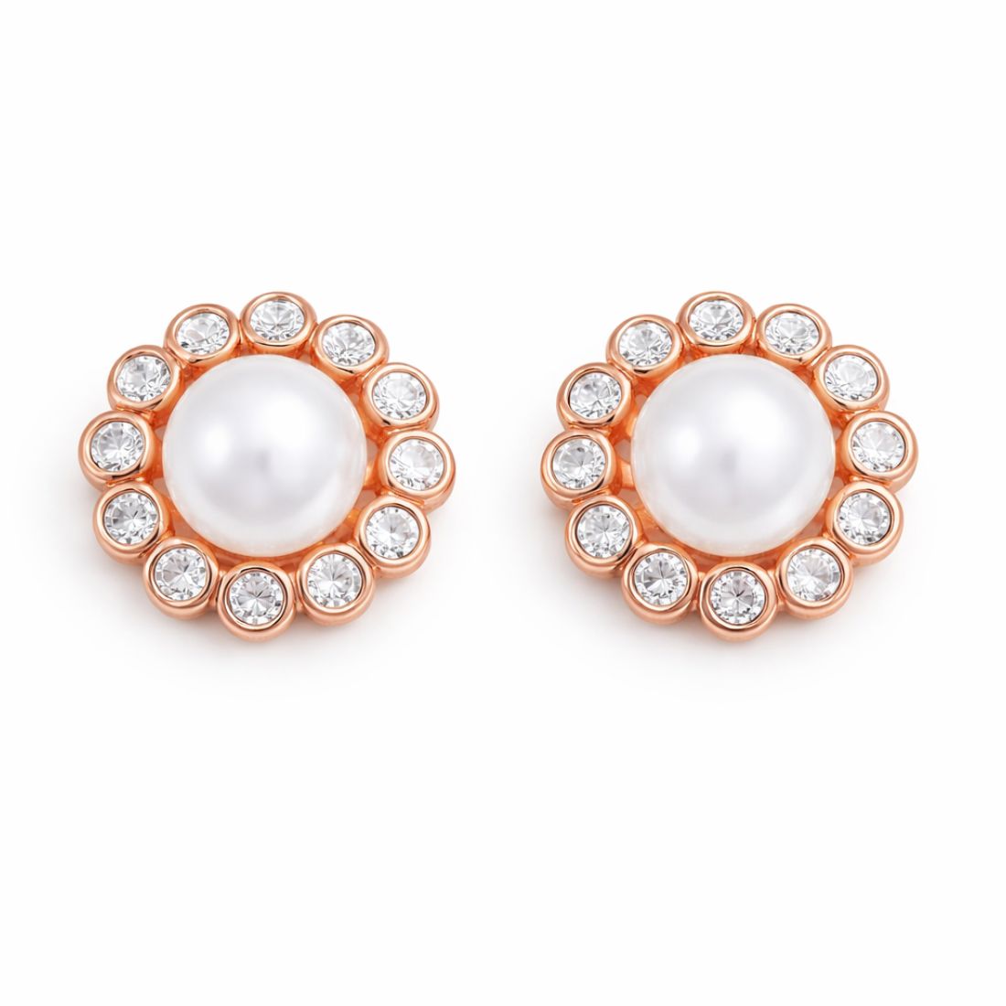 Nilu's Collection Rose Gold Plated Stud Earrings For Women And Girls