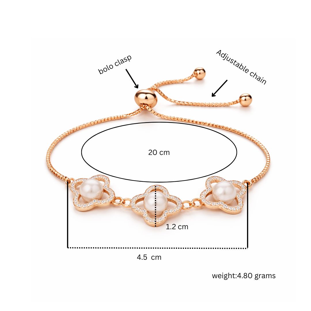 Rose Gold Pearl Adjustable Bracelet