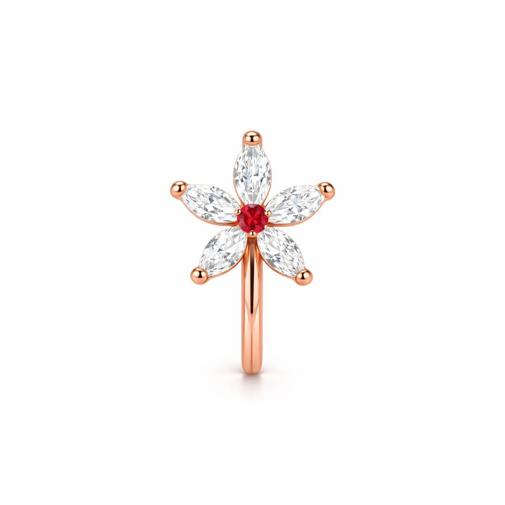 Rose Gold Floral Non-Piercing Nose Pin